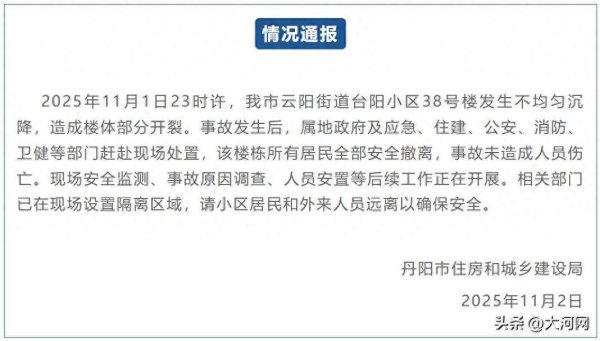 牛操盘 官方通报一小区楼体开裂：所有居民全部撤离